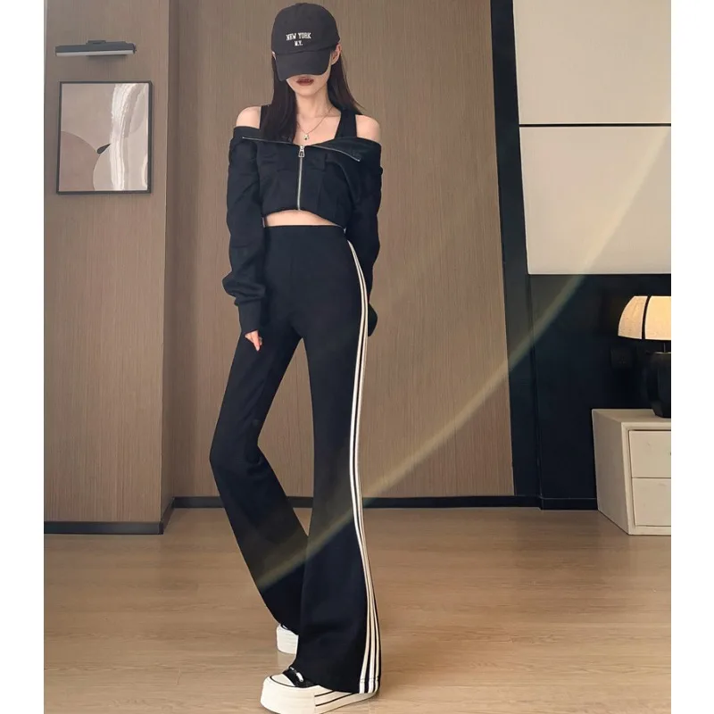 New Spring Summer Women\'s Wide Leg Pants Loose High Waist Casual Trousers Woman Korean Style striped Office Straight Pants