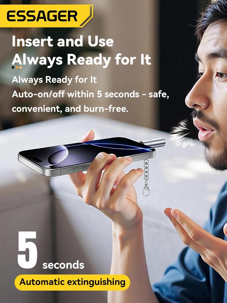 Essager Type C Interface Mini lighter Tungsten Wire Blowing Cigarette lighter Without Battery Can Be Carried On The Plane