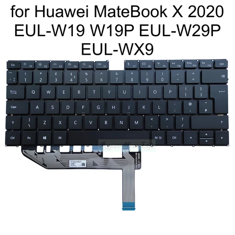 Clavier anglais russe US UK pour Huawei EUL-W19 W19P W19D EUL-W29P W29 EUL-WX9 Matebook X 2020, capuchons de touches lumineux pour ordinateur portable, nouveau