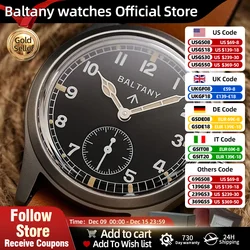 Baltany Retro Automatic Watch Men S2025 Fabric Strap St1701 Classic Subsecond Hand Luminous 36mm Mechanical Vintage Watch