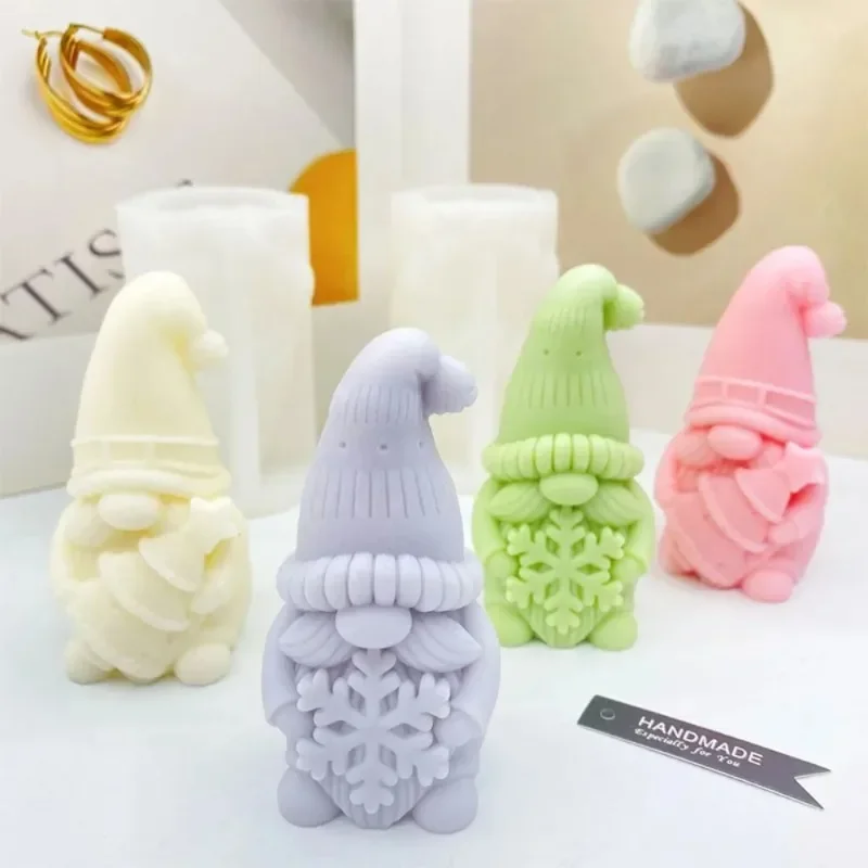 جديد قزم المعانقة ندفة الثلج شجرة عيد الميلاد شمعة قالب من السيليكون ثلاثية الأبعاد سانتا كرافت الجص الصابون الراتنج قالب حفلة عيد الميلاد هدية #2