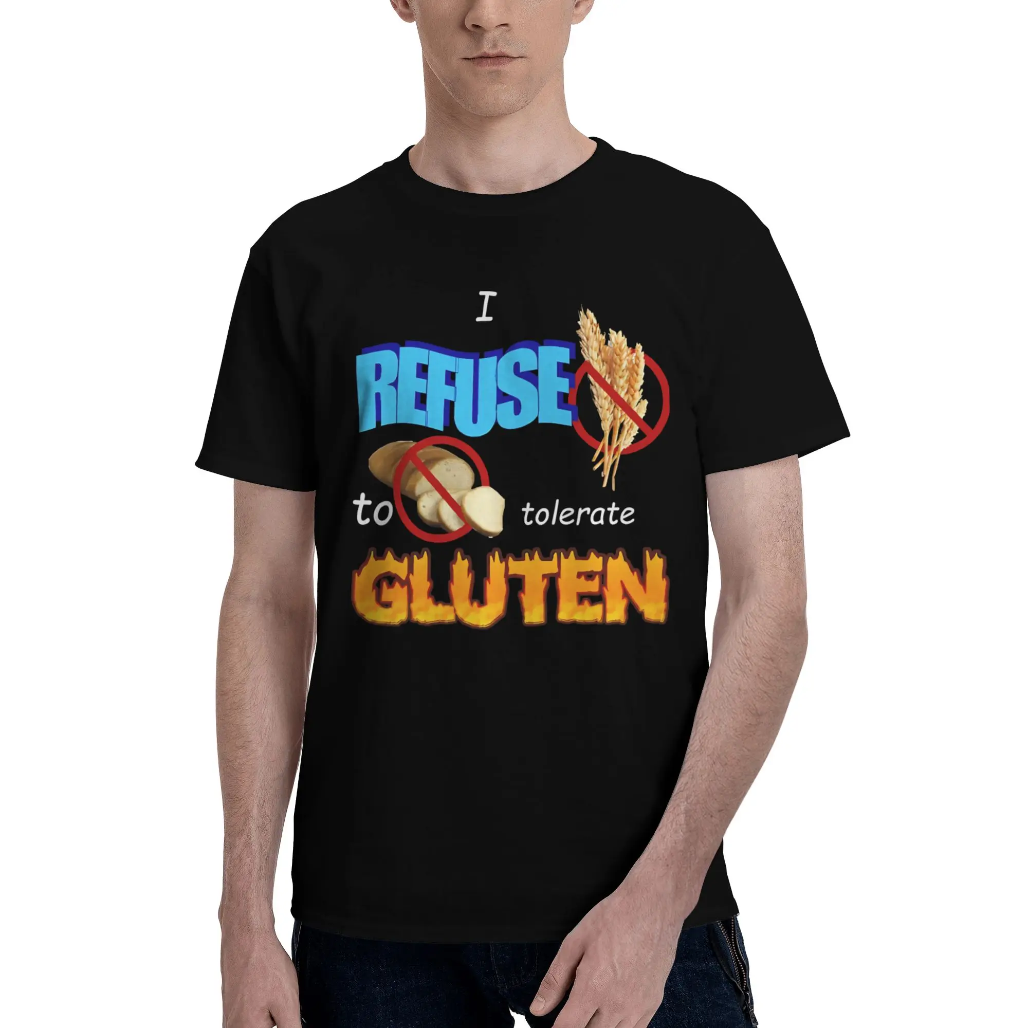 Men Women New Arrival I Refuse to Tolerate Gluten Meme T Shirt Tee 100% Cotton  T-shirts Clothes
