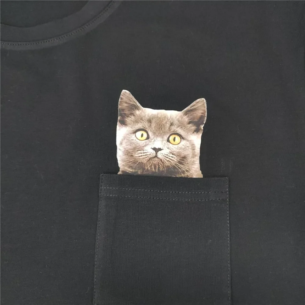 CLOOCL الروسية الأزرق القطط تي شيرت مضحك القطط الأوسط إصبع جيب تيز القطن قصير الأكمام قمصان الرجال الملابس دروبشيبينغ #5