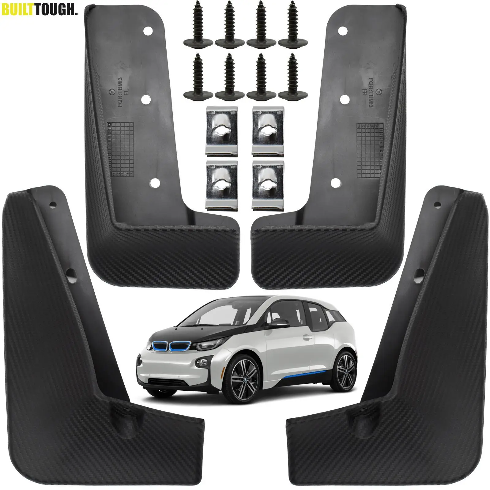 4pc Set For Bmw I3 2013-2021 Molded Mud Flaps Splash Guards Mudguards Fender Electric Styled Molded Car Flares Replacement Auto