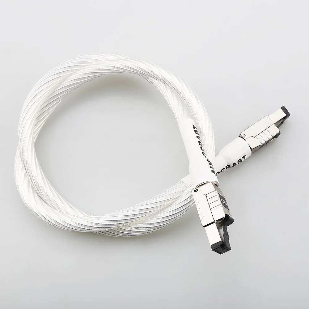 

Ethernet Cable OCC Silver Plated RJ45 HiFi Network Patch Cable 40Gbps 2000Mhz High Speed LAN Cable for Computer Notebook