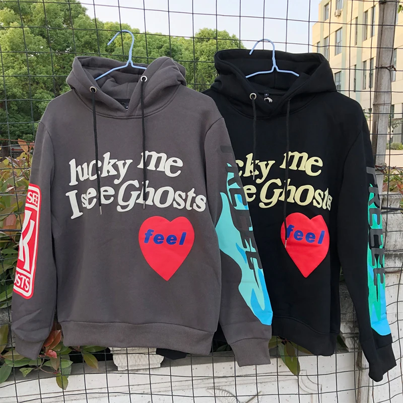 2022 Kanye West Punk Hoodie Lucky Me I See Ghosts Hoodie Mens Hooded Sweatshirt Fleece Pullover Streetwear Unisex Couples Clothe