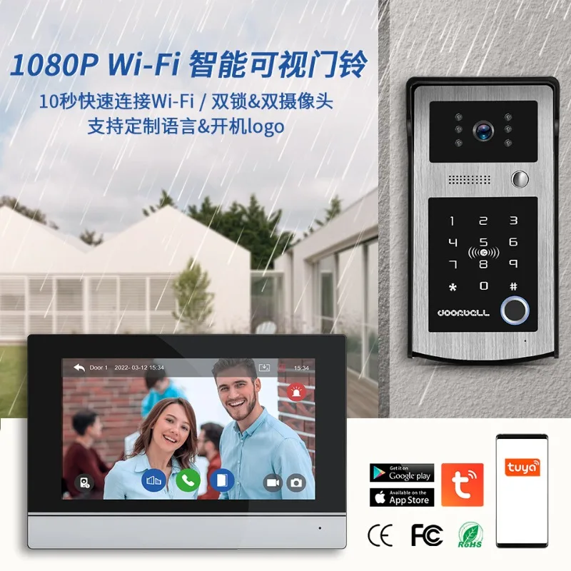 1080P High Definition Video Intercom Doorbell Fingerprint NFC Mobile Phone Unlocking Graffiti WiFi Video Doorbell