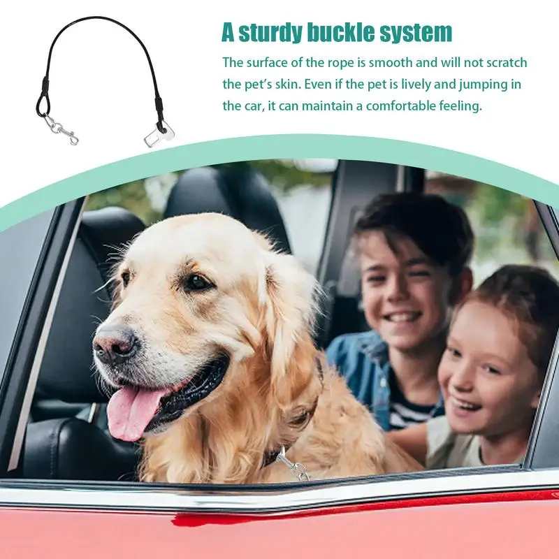 Dog Seat Belt For Car Chew Proof Pet Coated Steel Rope Restraint Strong Steel Rope Pet Car Seatbelt Restraint Harness With Heavy