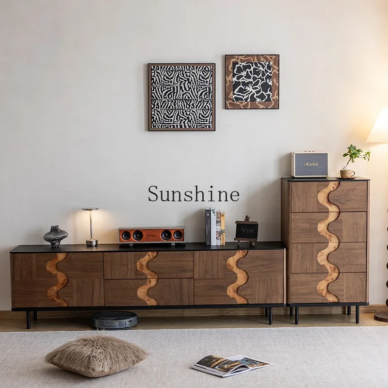 

Medieval simple all-solid wood TV cabinet, living room storage locker