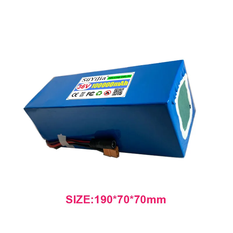 36V 100Ah 18650 بطارية حزمة 10S3P 100000mAh المدمج في 15A BMS، 250W-500W بطارية 42V 2A شاحن