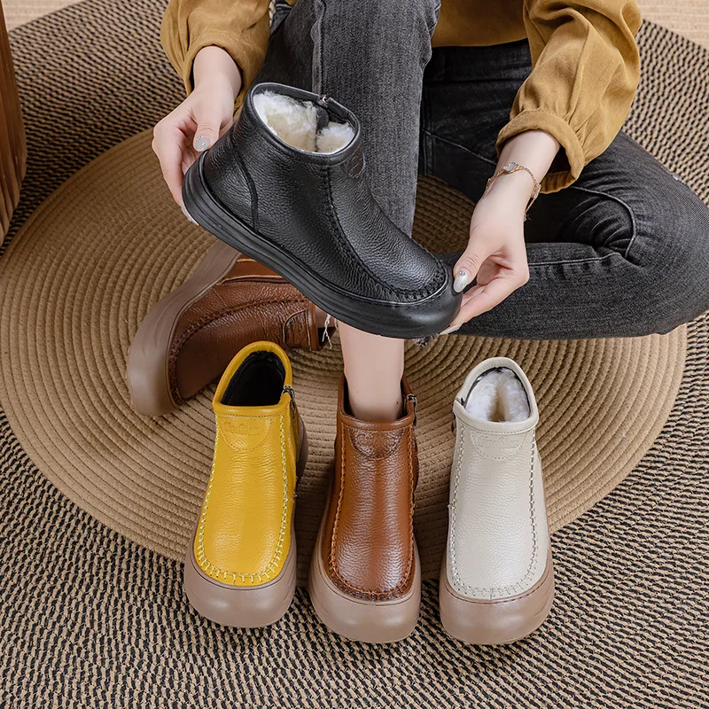 

Женские ботинки 2026: новые, мягкие, кожаные, на плоской подошве, в стиле ретро, удобные, короткие, нескользящие, с круглым носком, одинарные ботинки