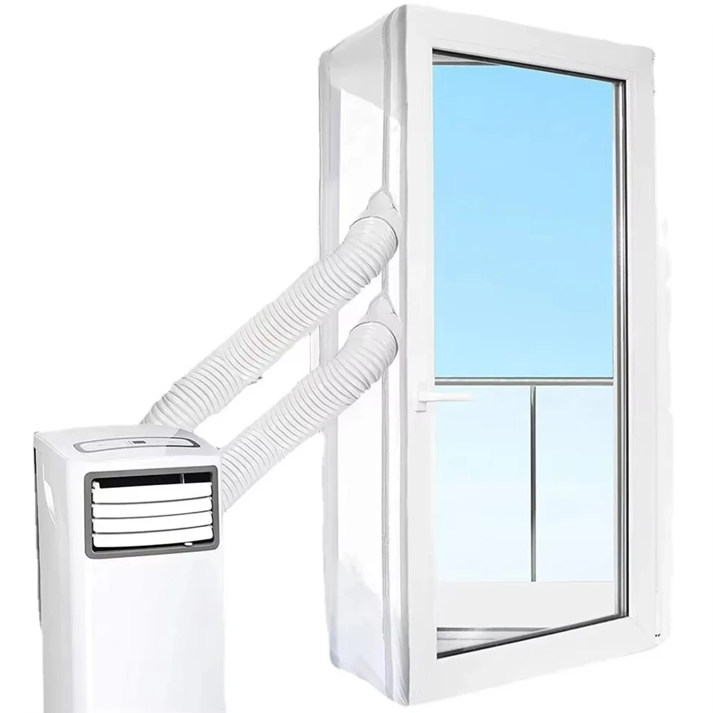 -ABKM エアロックウィンドウシール ポータブルエアコン用、300cm フレキシブル布シールプレート ウィンドウシール ジッパー/粘着剤付き