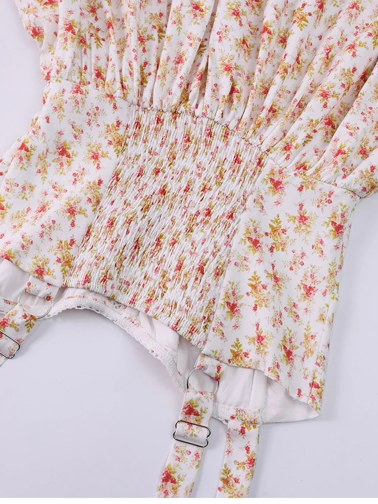 NewAsia Damenkleid mit Blumenmuster, Trägern, A-Linie, sexy hohem Schlitz, rückenfrei, zarten Ausschnitten, Sommerkleid für Party, Strand und Urlaub. – Detail 31