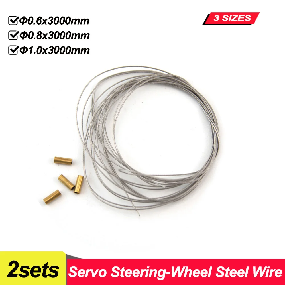 2Sets Servo Steering-wheel Steel Wire Pull Rope Winch Multi-purpose Kit Accessories With Brass Tube for RC Fixed-wing Airplanes