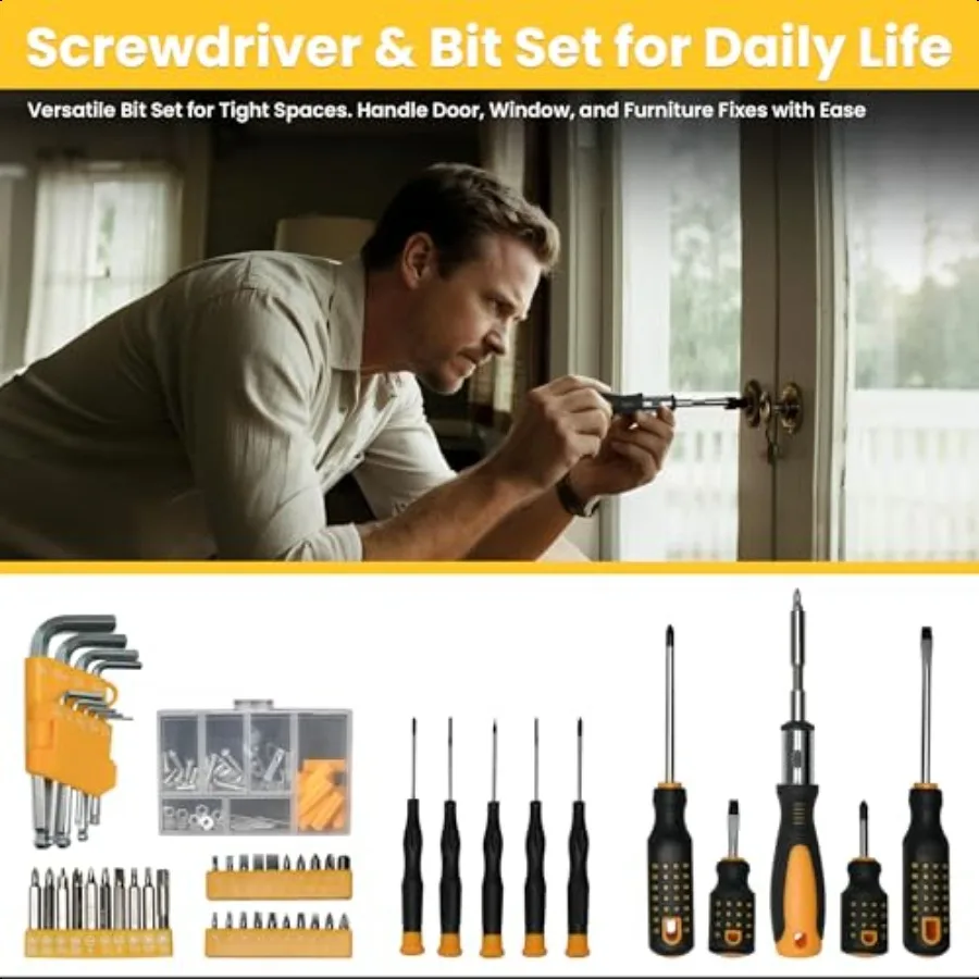 168ピースツールキットソケットレンチハンドツールセット、ツールボックス収納ケース付き、家庭用ツールキット、自宅、大学寮、オフィス用