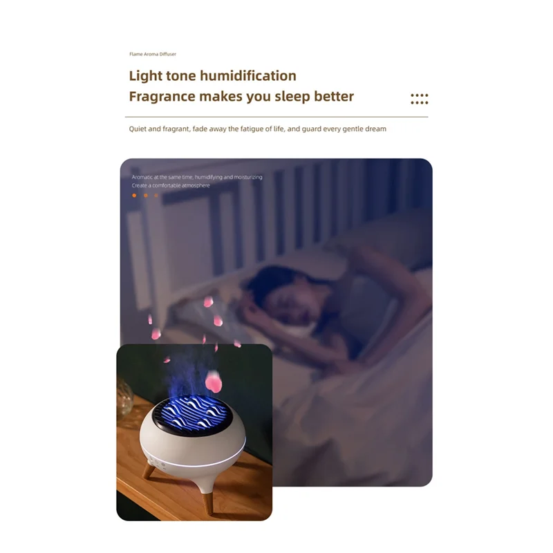 Difusor de óleo essencial A94E 350ml umidificador difusor de névoa fria com chama e vulcão sem água desligamento automático para escritório doméstico eua p