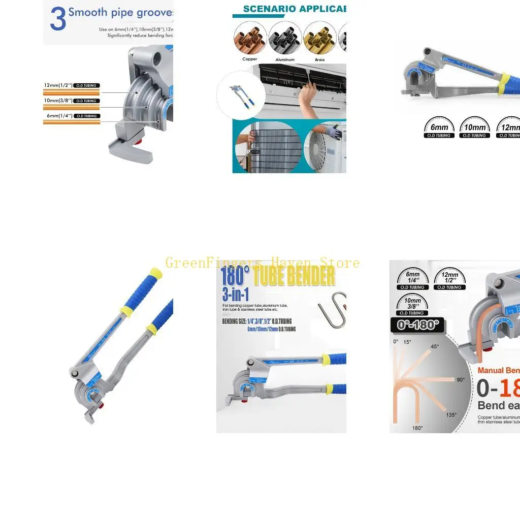 

F68D Enter Single Tube Molder Tool For Soft Bronze And Aluminum Conduits Highlighting Measurements 6mm 10mm 12mm Handle Action