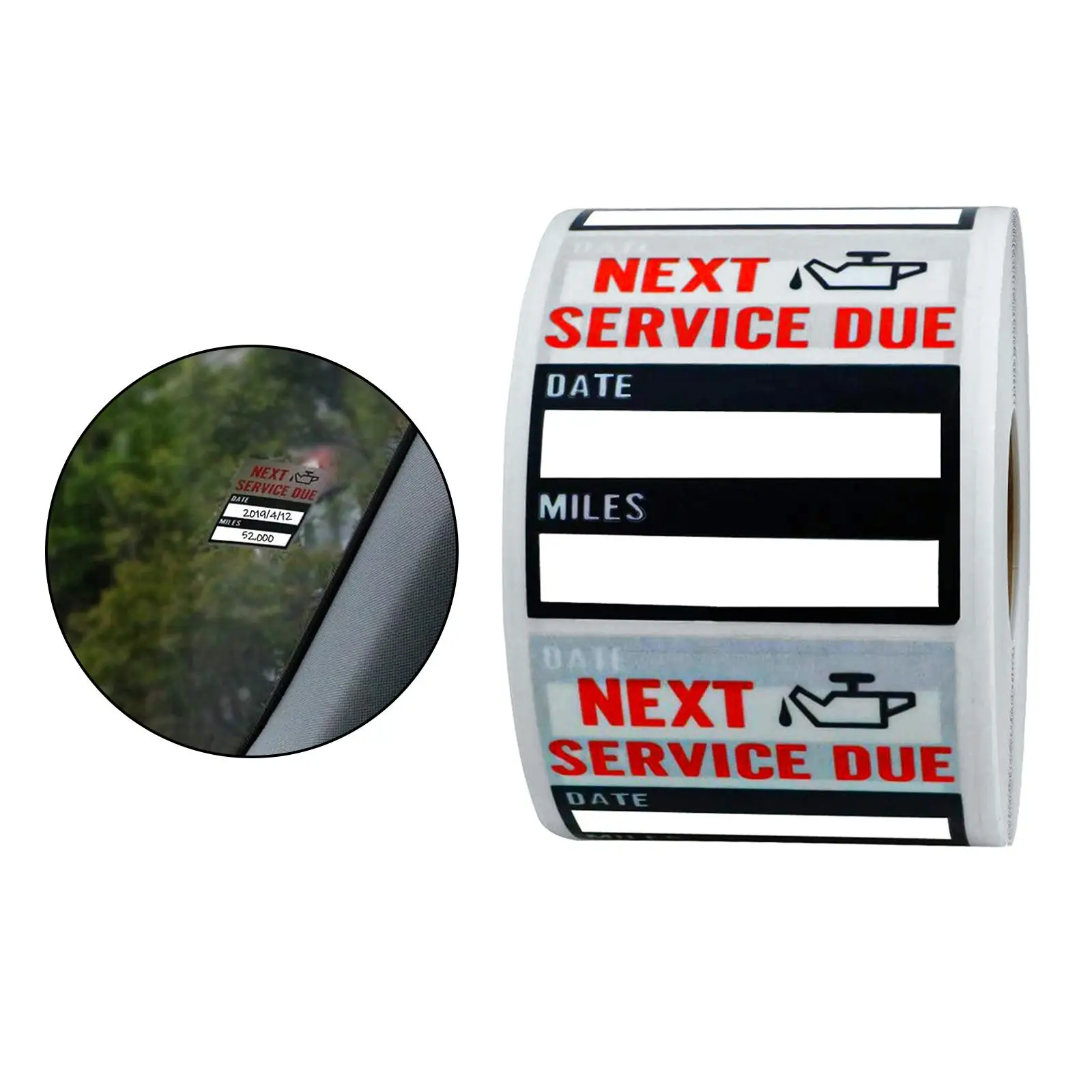 Oil Change Adhesive Window Sticker White Paper Service Reminder Label for Car Maintenance Universal DIY Use