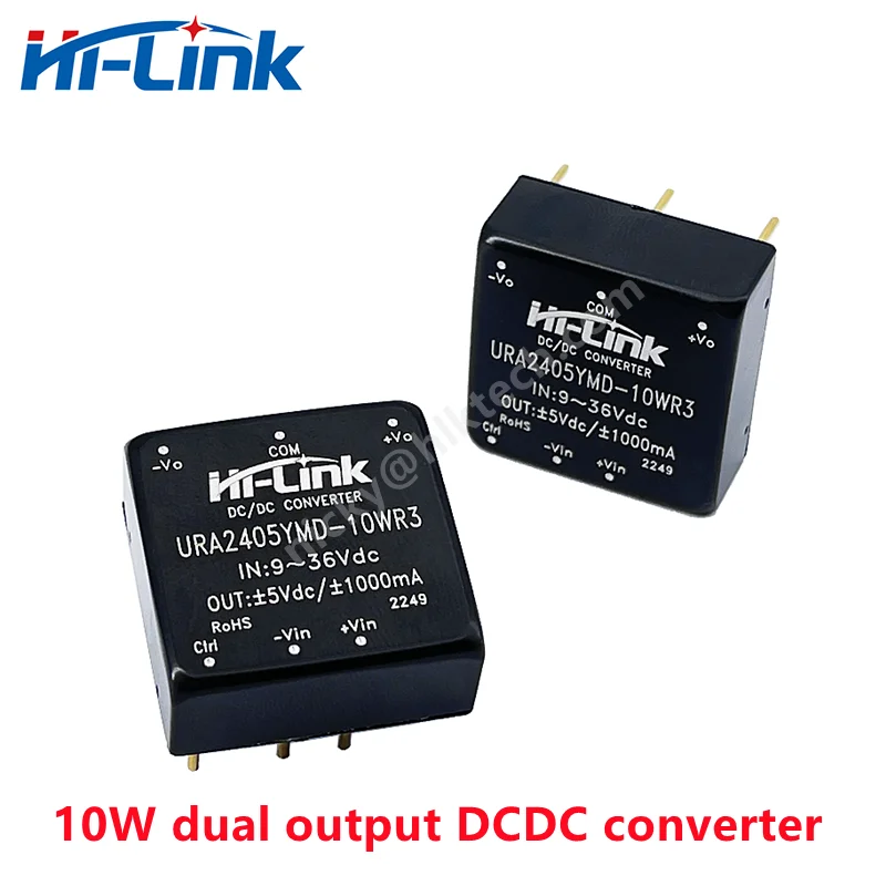 Hi-Link New 10W DC-DC Isolated Switching Power Supply Module 24V to ±5V ±1A Dual Output Converter URA2405YMD-10WR3 Step Down