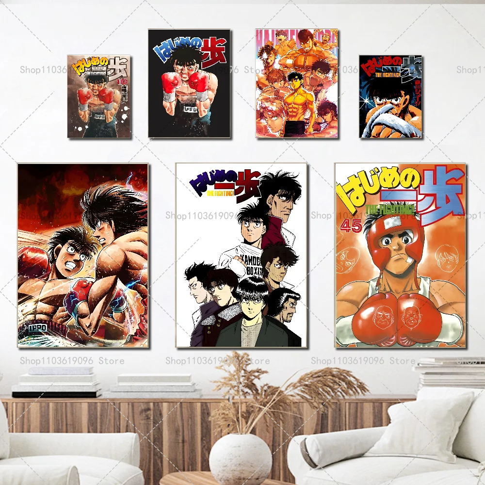 Japanese Anime Hajime No Ippo Character Poster Self-adhesive Art Waterproof Paper Sticker Coffee House Bar Room Wall Decor