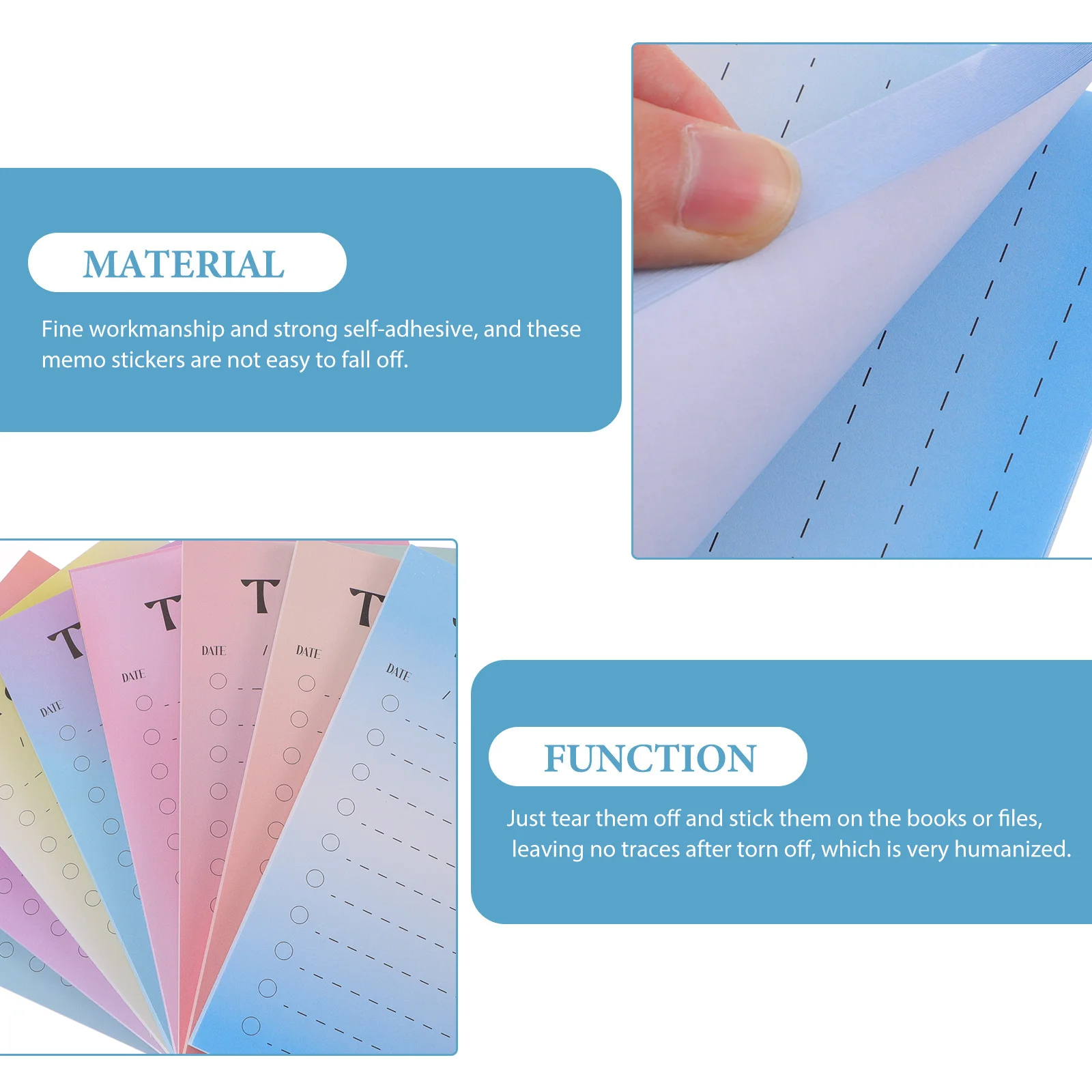 

8 Books Self-Adhesive Memo Stickers Simple Design Long-Lasting Stickability Portable for File Book Marking Household School