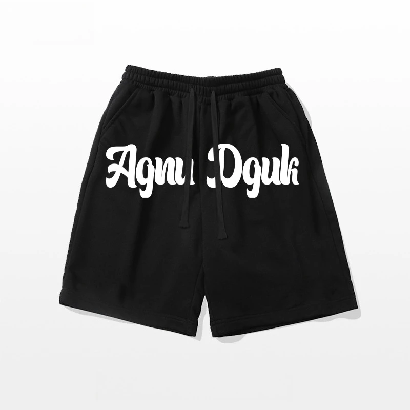 

Casual letter printed drawstring sports shorts men's Marvel autumn new trend five quarter pants