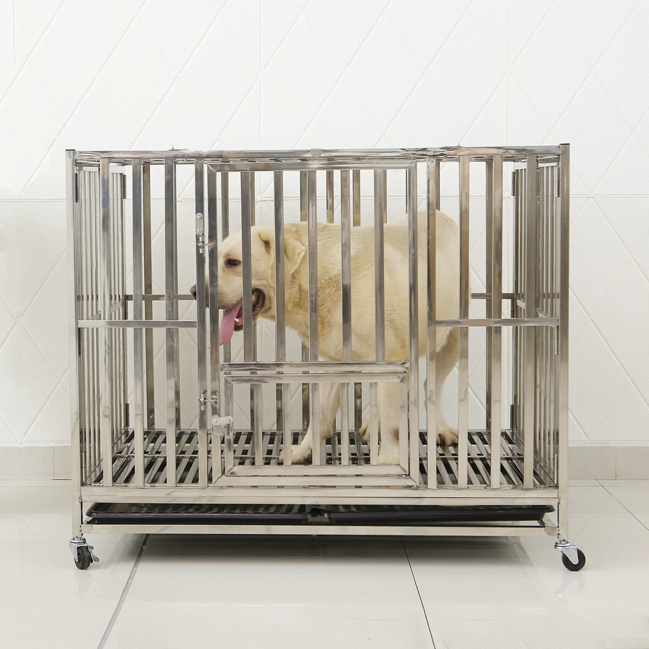 304 material, bold and thickened stainless steel dog cage, small, medium and large dog pet cage, indoor and outdoor rust-free