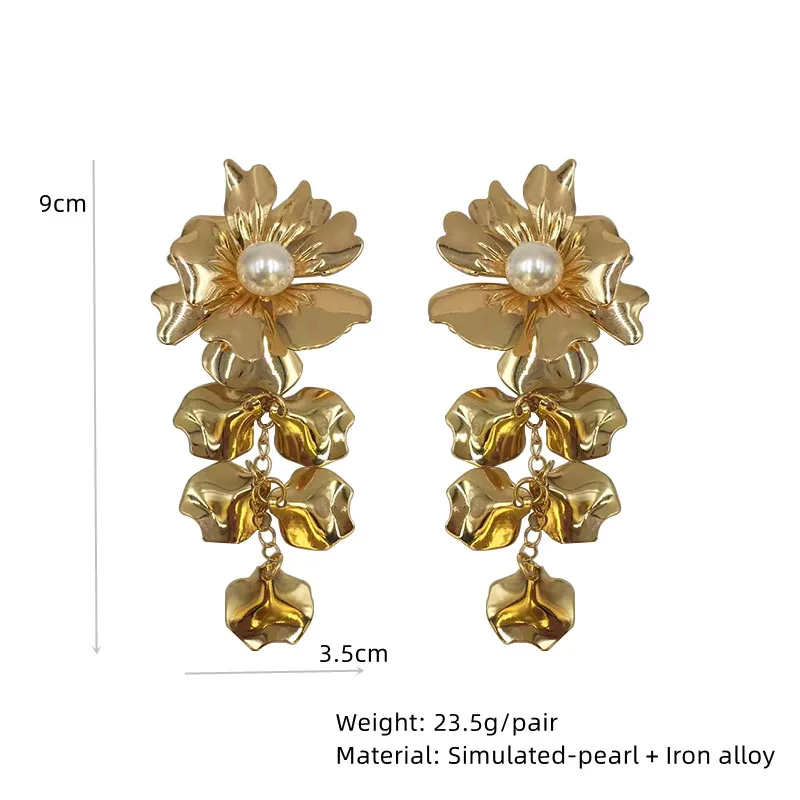 Unique Long Earrings with Pearl Flowers for Women Fashion jewelry for women