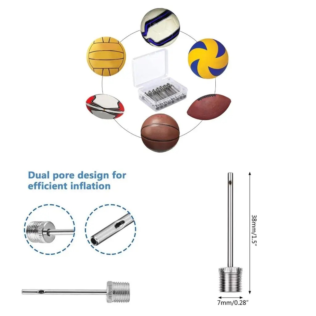

Q39E 30 Pcs Stainless Steel Airs Pump Needle Two-Port Air Inflation Needle for Football Basketball Soccer Ball Volleyball