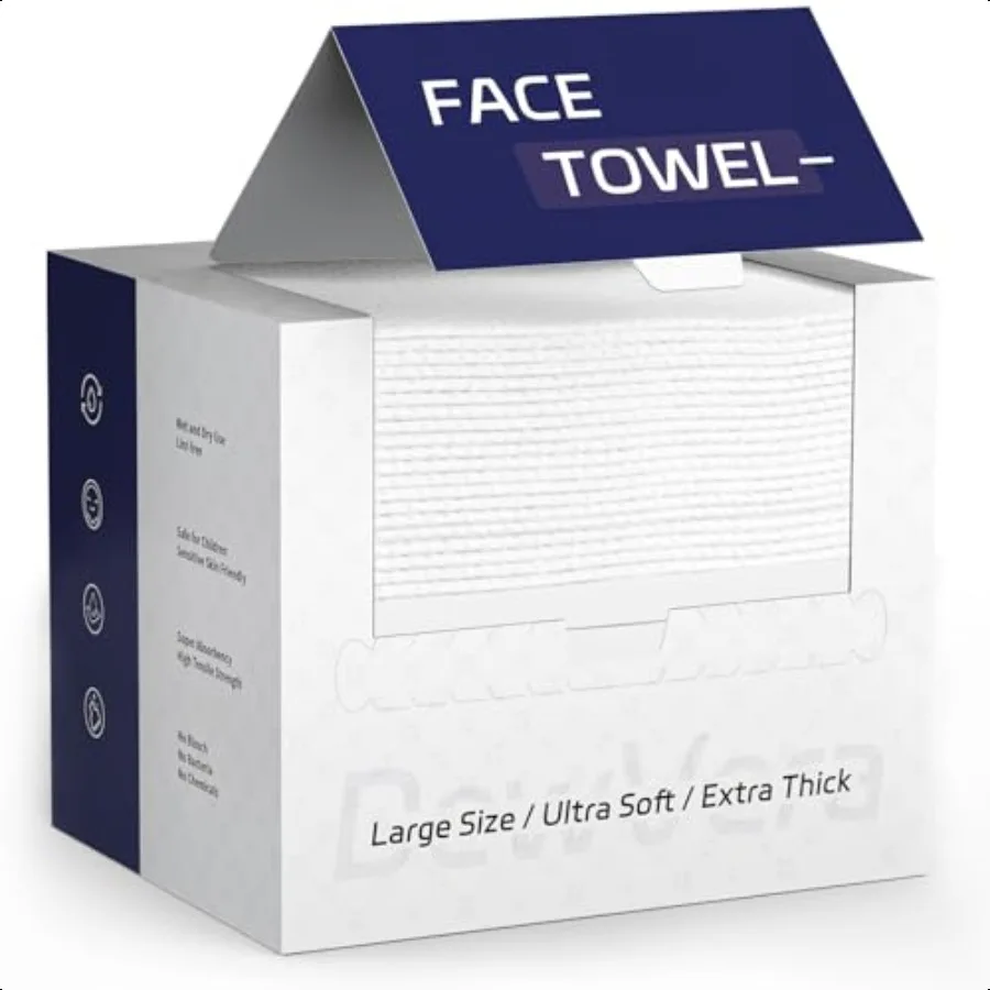 منشفة الوجه 10 × 12 مناديل الوجه السميكة فائقة النعومة المناشف الورقية LintFree استخدام واحد منشفة مزيل ماكياج مناديل جافة منشفة Fac #1