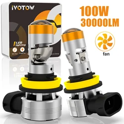 IVOTOW 2PCS H11 H8 H9 Led Headlight Bulb Canbus Lights With Mini Projector Lens 9005 9006 H11 H4 H7 6500K Lamp High/Low Beam