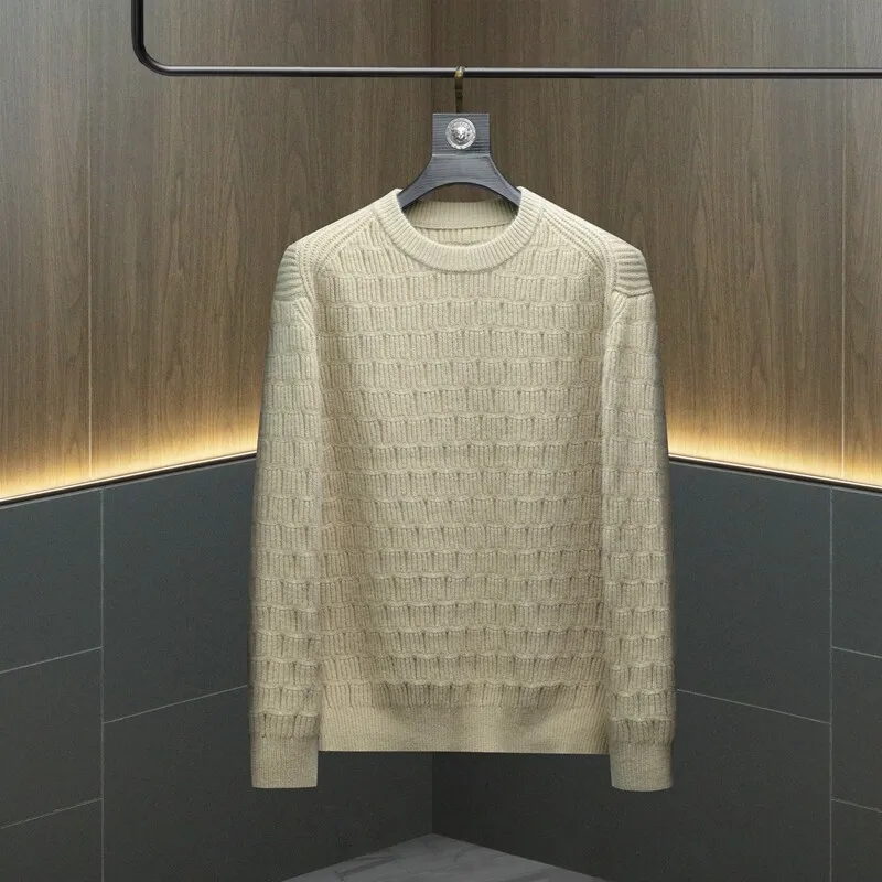 

2025 New Men's round Ne Knitted Sweater Faionable Casual High Quali Busin Sle Long Sve Soft Polyester Nylon Blend