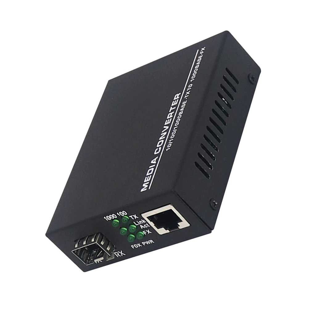 

Gigabit Fiber Media Converter RJ45 to SFP 10M 100M 1000M Ethernet Network Adapter Modem Black Small Size Long Distance