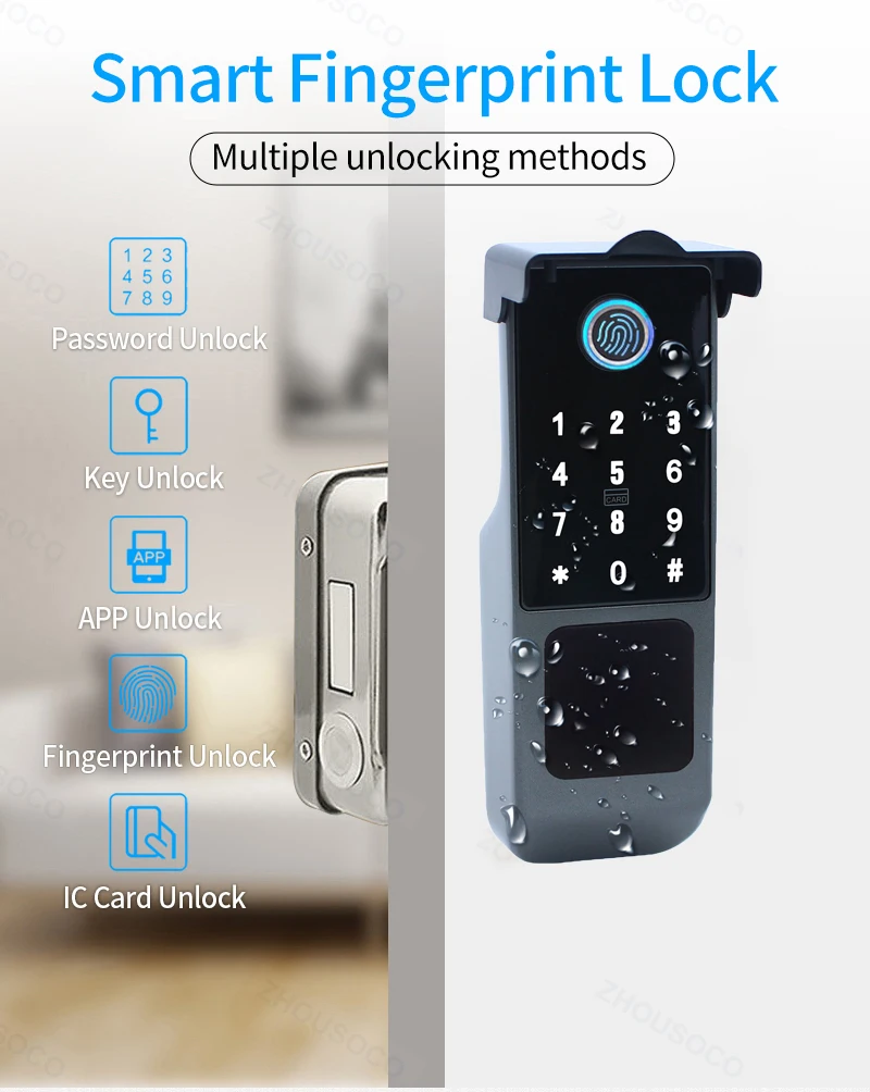 Imagem -03 - Ttlock à Prova Dágua ao ar Livre ou Tuya Wifi Smart Lock Dupla Face Fechadura de Impressão Digital Cartão ic Teclado Digital Home Electronic Door Lock