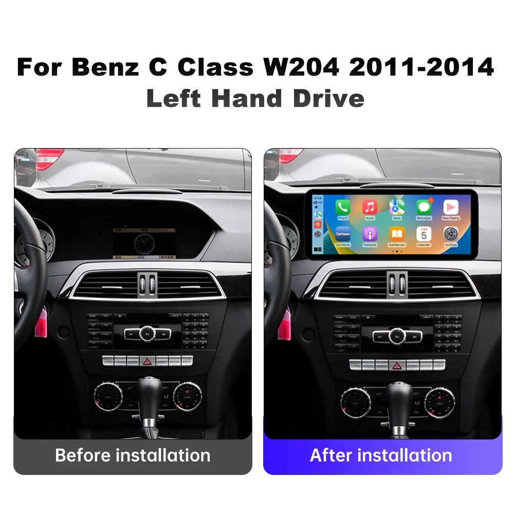 12.3 Inch Navi for Mercedes Benz C Class W204 2011-2014 Car Radio Android 16 Multimedia Video Player Wireless Carplay QLED