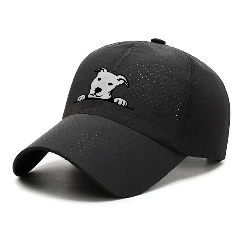 Peeking Dog Quick Dry Baseball Cap Breathable Adjustable Sports Hat for Men and Women