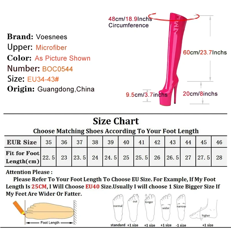 Fetish Platform Over The Knee Boots 8Inch Women 20cm Thin Heels Nightclub Stripper Heels Boots Mujer Thigh High Catwalk Shoes