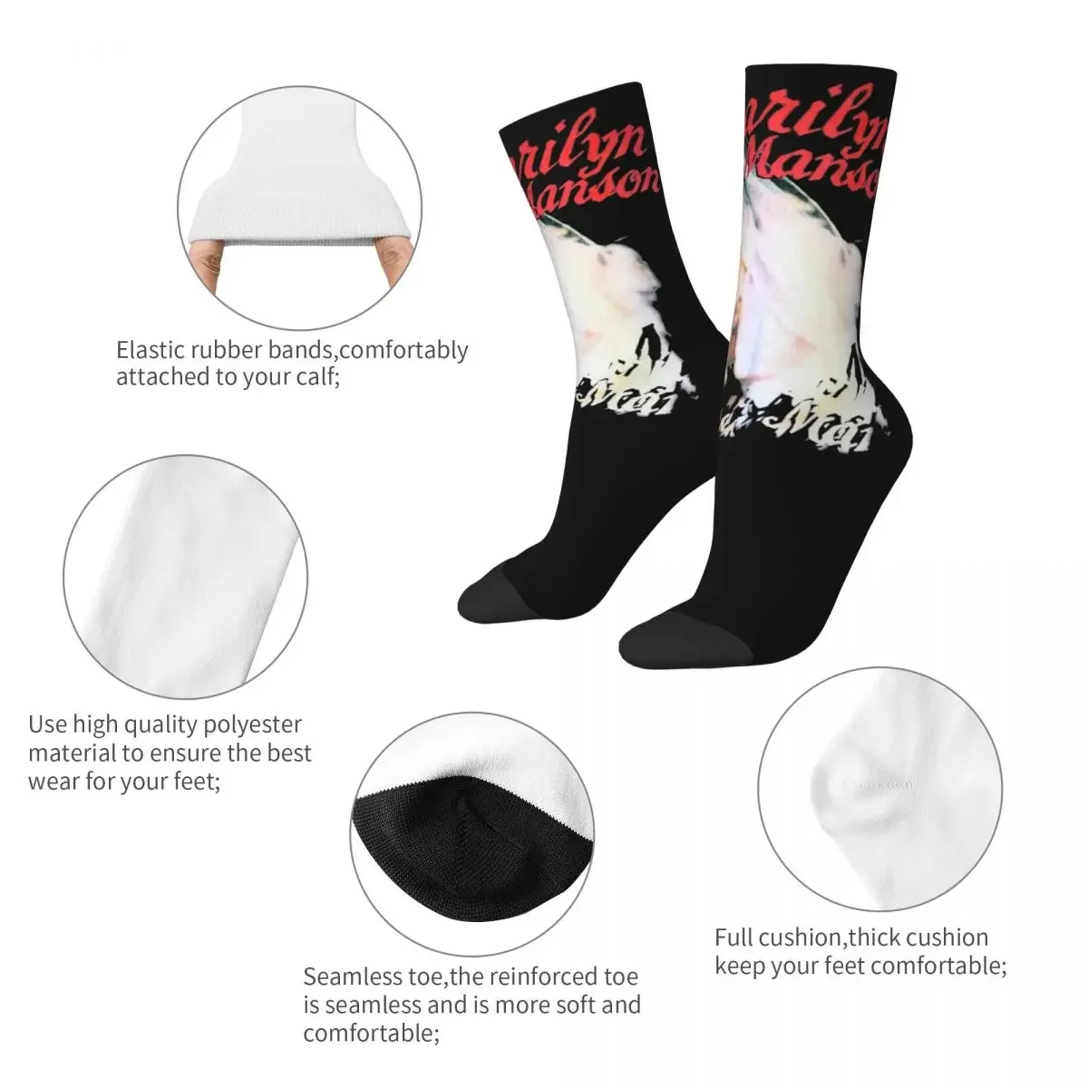 Funny Marilyn Manson Sweet Dreams Soccer Socks Polyester Crew Socks for Women Men