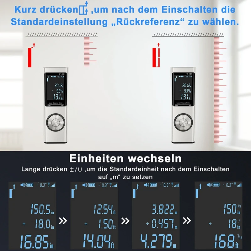 40M Smart Digital Laser Distance Meter  Range Portable Rangefinder Range Finder  Mini Handheld Distance Measuring Tool