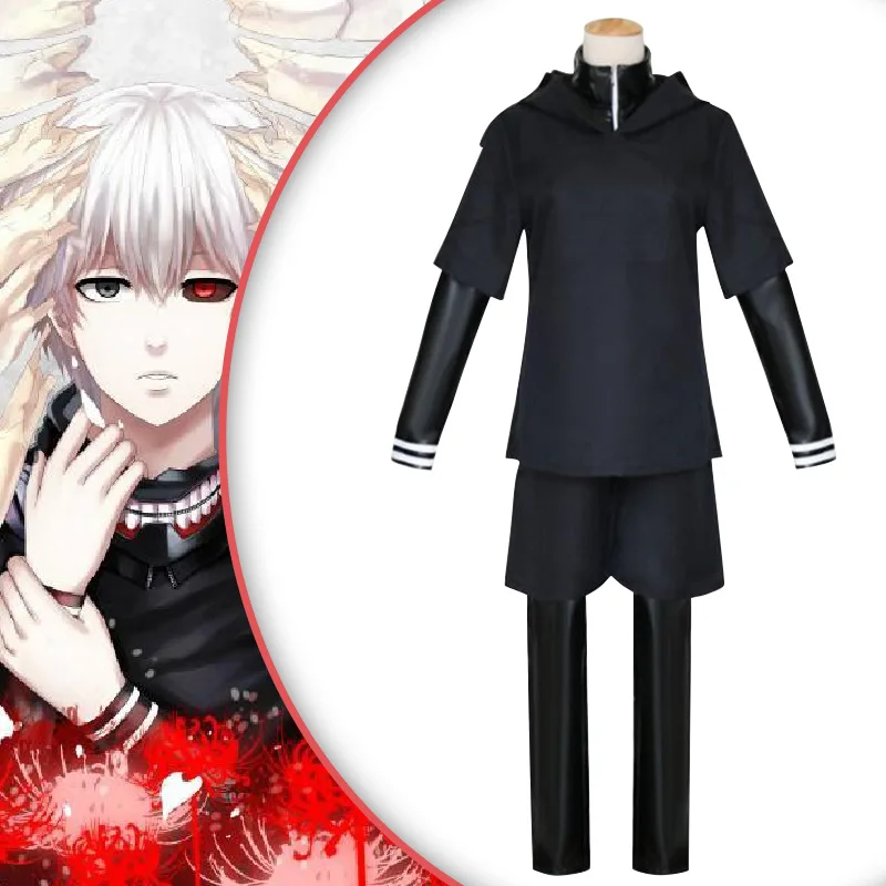 

Japanese Anime Tokyo Ghoul Cosplay Kaneki Ken Cosplay Costume Hoodie Jacket Pants Shorts Full Set Outfits Men Uniforms Masks