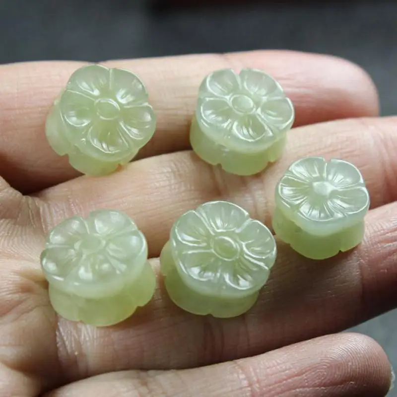 

8*13 мм натуральный нефрит бусины с цветком сливы для изготовления ювелирных изделий Diy браслет ожерелье Hetian нефритовый цветок бусины аксессуары