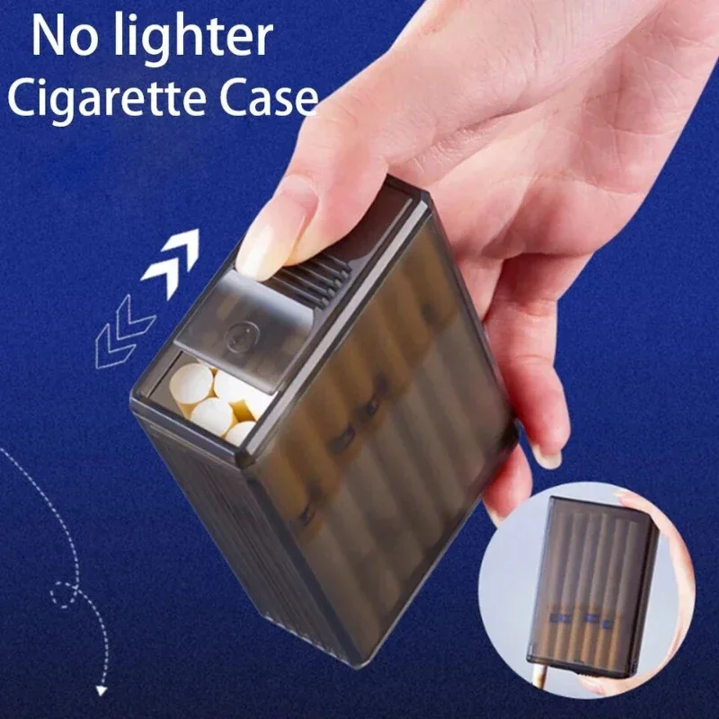 Creative Transparent Automatic Pop-up Cigarette Case Lighter Tungsten Ignition Cigarette Case Rechargeable Cigarette Case