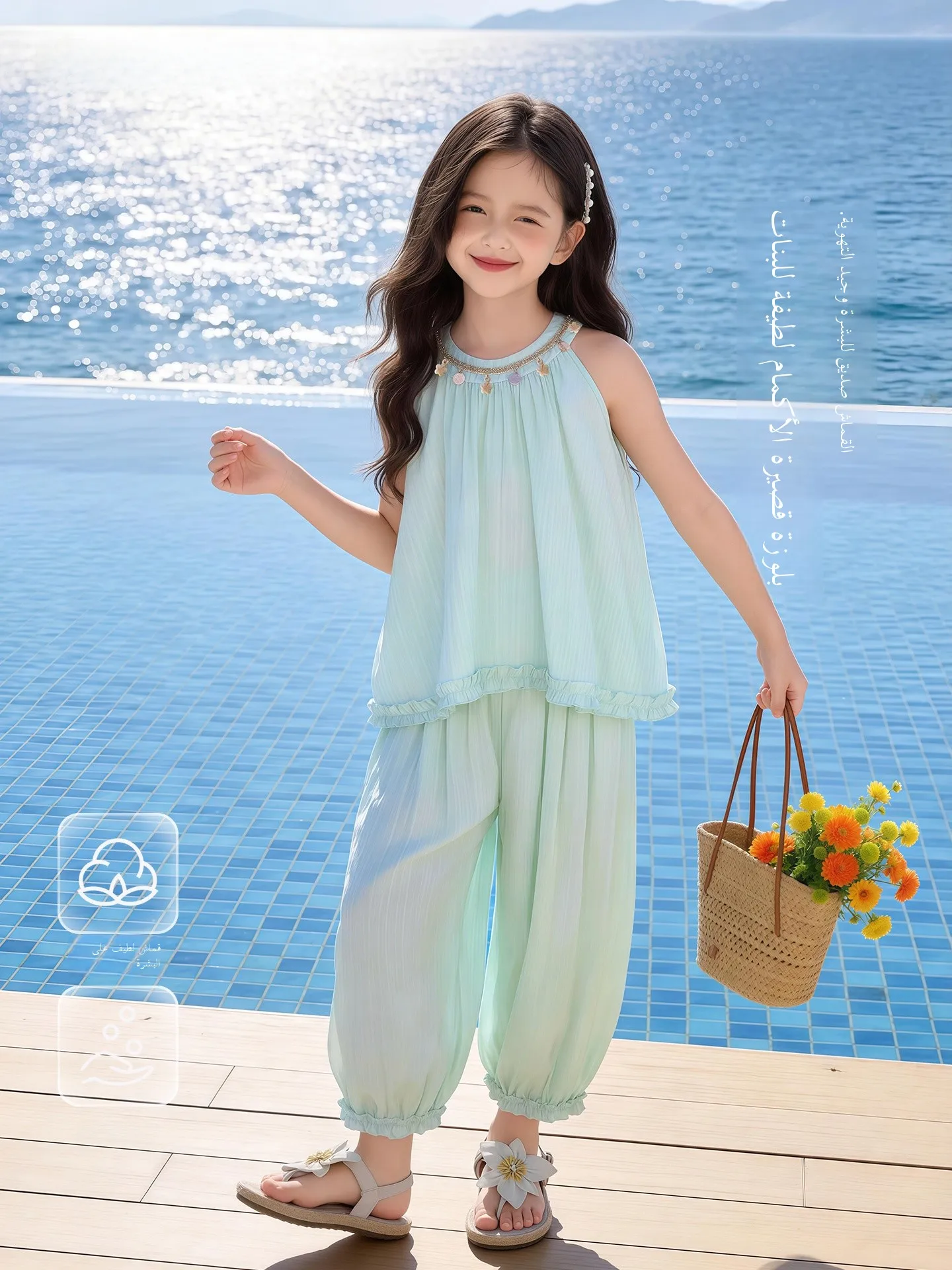 girls-summer-outfit-2026-new-style-fashionable-sleeveless-two-piece-set-children's-holiday-wear-breathable-comfortable-clothing