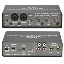 Teyun Q24 Universal Professional Audio Interface USB Computer Arranger Sound Card With Monitor Electric Guitar Live Recording