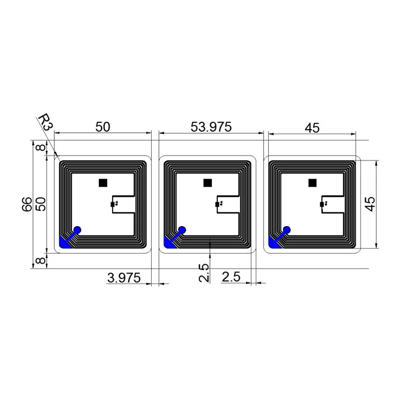2000 Stück ISO15693 HF-RFID-Etikettenaufkleber 13,56 MHz 50 x 50 mm Papier für Bücher, Bibliotheksmanagement