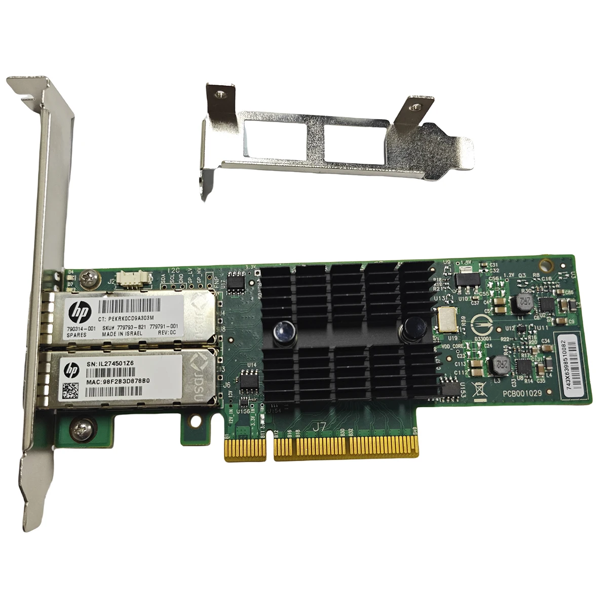 HP Mellanox MCX312B-XCCT ConnectX-3 Pro EN network interface card, 10GbE, dual-port SFP+, PCIe3.0 x8 8GT/s