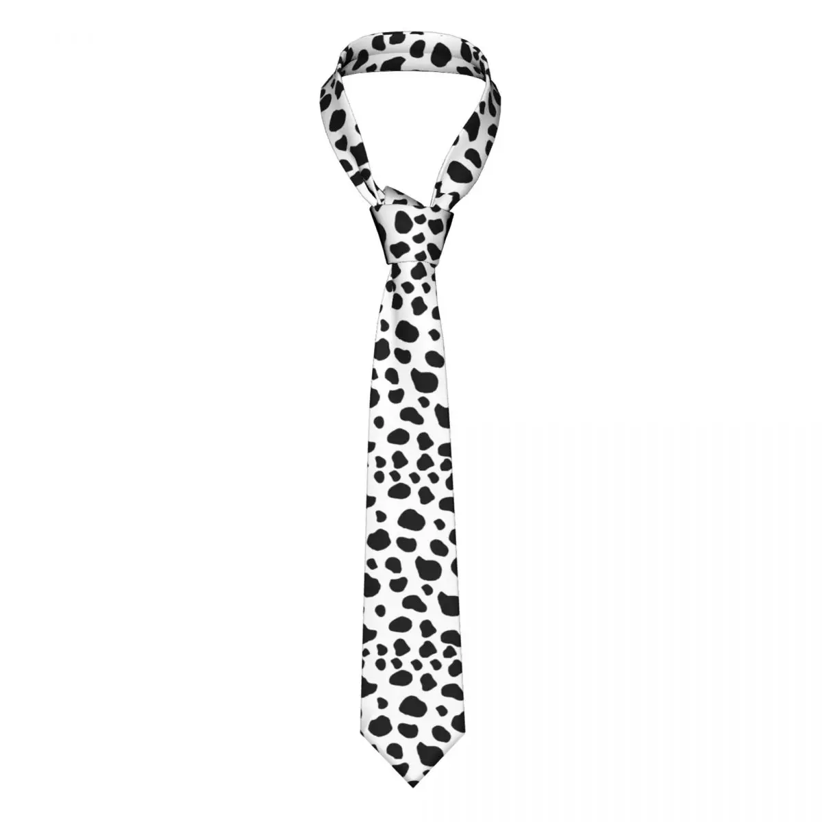 

Cow Print Spots Tie Black And White Animal Polyester Silk Fashion Neck Ties Accessories Office For Men Shirt Cravat