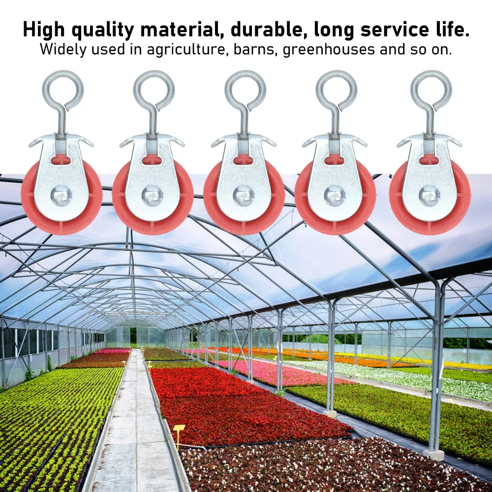 10pcs Metal Hanging Ring Waterline Pulley Red Plastic Wheel Central Fastening Rivets Livestock Pulley Single Groove Fixed Pulley