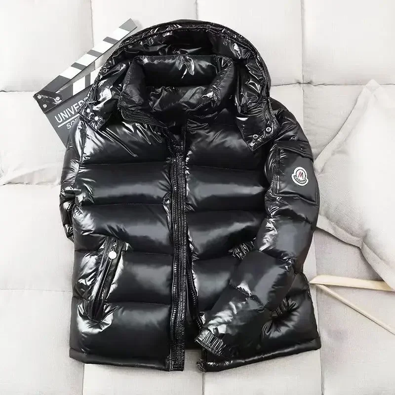 Doudoune Brillante à Capuche pour Homme, Doudounes Chaudes, Coupe-Vent, Blanc, Duvet de Canard, CombMale, Extérieur, Hiver, 4XL