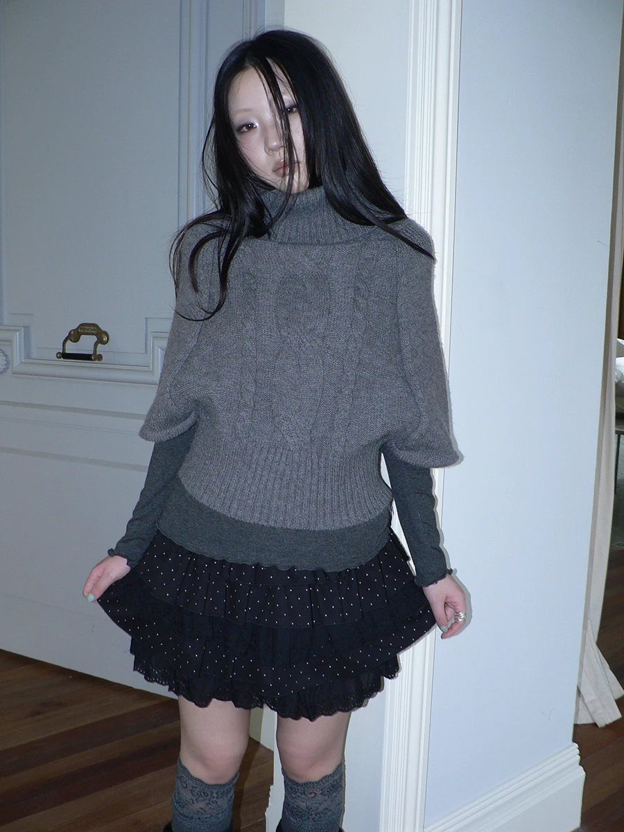 

Женский вязаный свитер с высоким воротом для похудения, модный, осенне-зимний, прямого кроя, стандартной длины рукава, без бренда